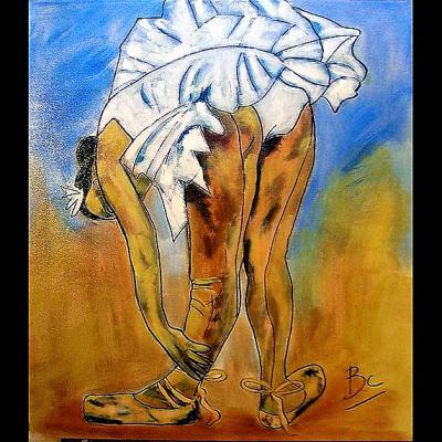 Tableau "Danseuse interprétation de Degas" - Impressionnisme - Art figuratif - Acrylique sur toile, dimensions: 60x70 cm - Christiane Marette - Prix 195 Euros
