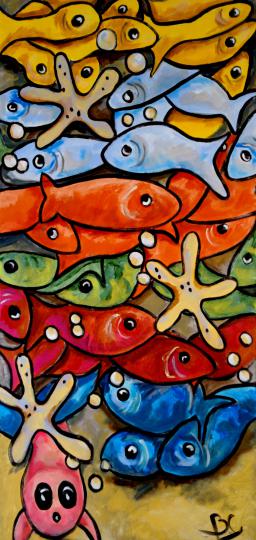 Tableaux design et colorés - La mer et les poissons par Sofi